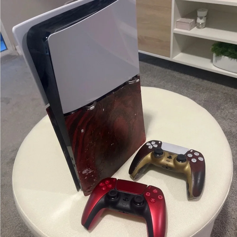 Sony Console with Custom Red and White Design